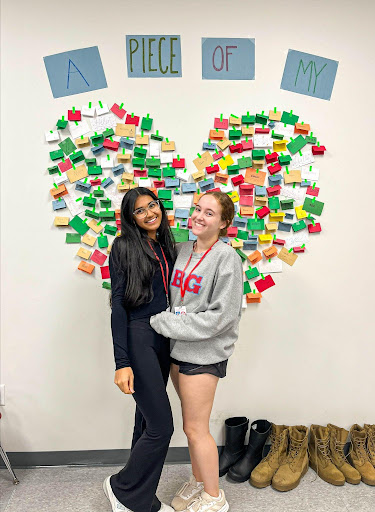 Patel stands with fellow senior and tech crew member Sydney Kasman. Both Kasman and Patel worked on tech for ‘A Piece of My Heart.’ 