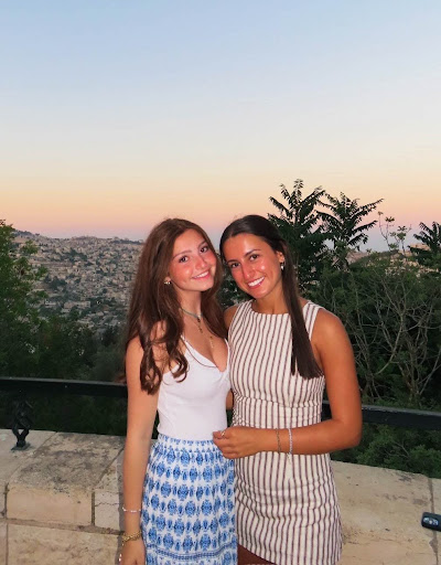 Addison Slater and her friend Mira Glusman pause for a photo during a month-long summer immersion program in Israel. The summer trip inspired her to return to the region after graduation.